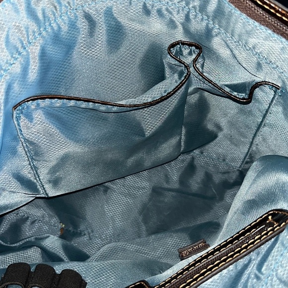 MC Marc Chantal  croc embossed /hi gloss patent leather shoulder bag Bk/Brn NWOT - Picture 6 of 17